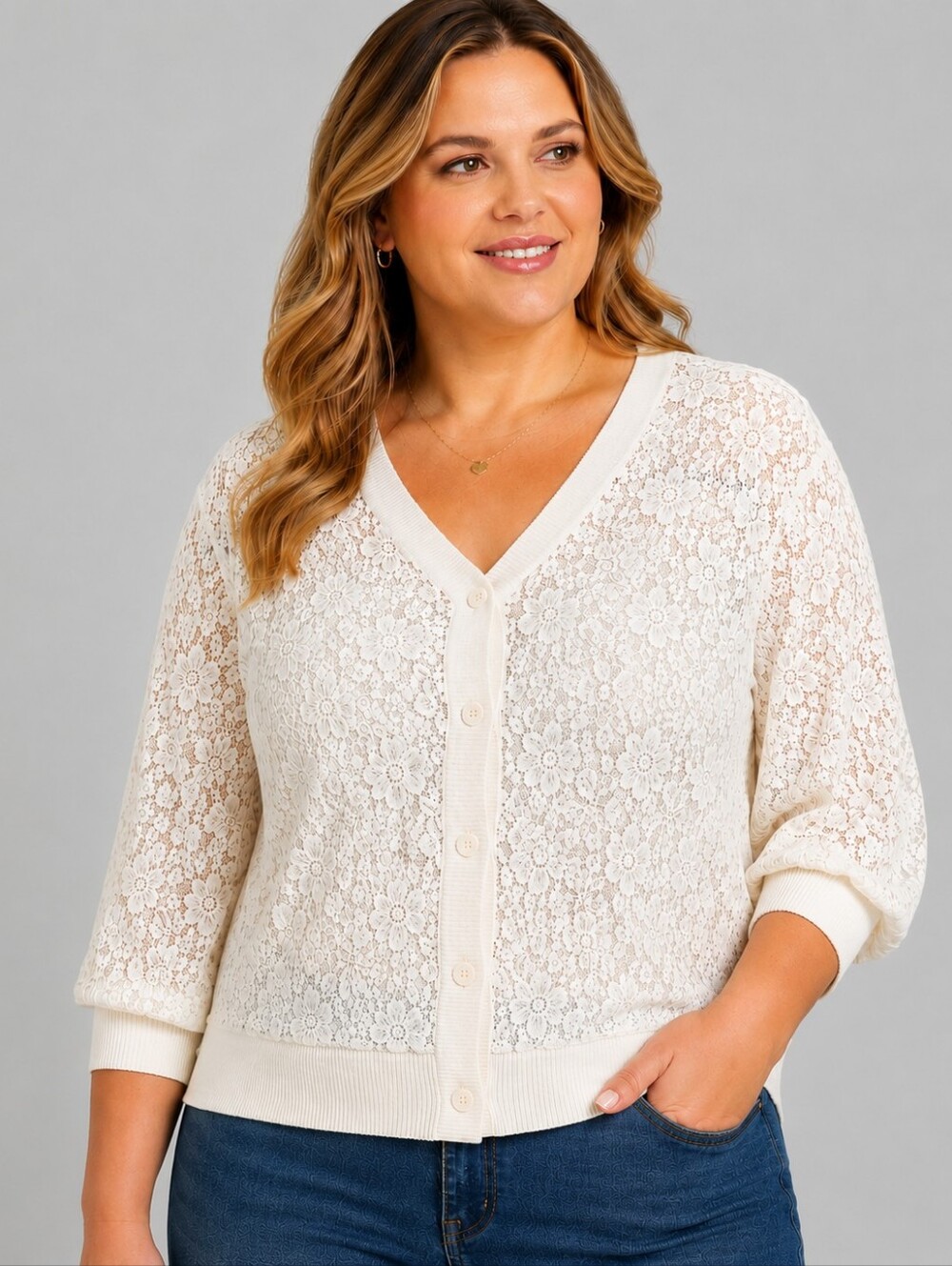 Torrid Ivory White Floral Lace Short Sleeve Cardigan  | Size 1